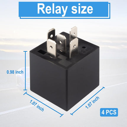 4PCS 5-Pin 40A Waterproof 12V Automotive Relays, Starter Relay Switch for Cars