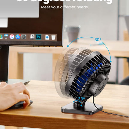 USB Desk Fan – Small but Powerful, Quiet, 3 Speeds, Personal Cooling, Blue