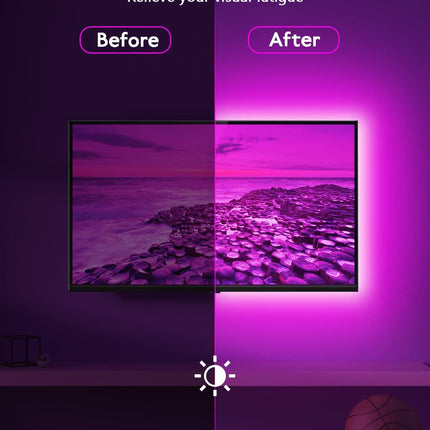 9.84FT LED TV Backlight Strip, RGB Lights for 32-43" TVs, USB App & Remote