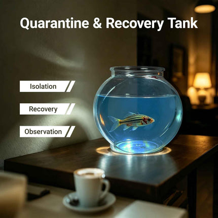 1-Gallon Oval Plastic Fish Bowl, Temporary Betta Tank for Shrimp, Fry and Snails