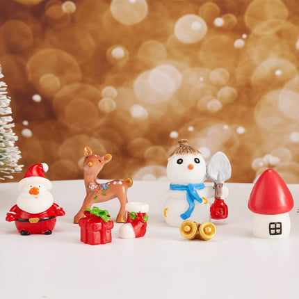 38 PCS Christmas Miniature Figurines Ornament Kit Santa Tree Resin Decor