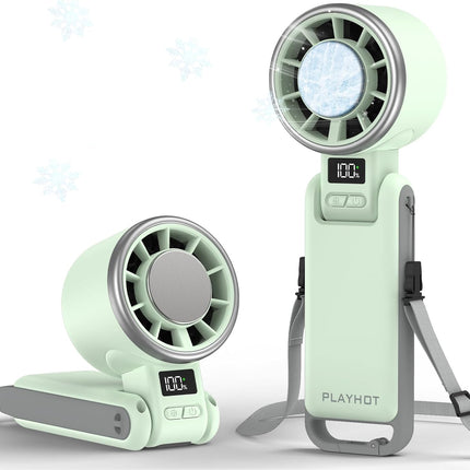 Upgraded Portable Handheld Fan, 60°F Ice Cooling, 5-Speed, 12H Runtime