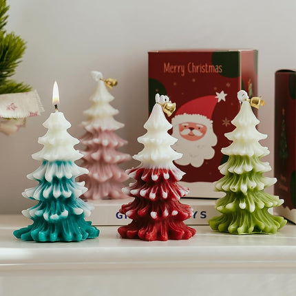 Christmas Tree Scented Candle – White Green Frosted Pine Holiday Home Decor