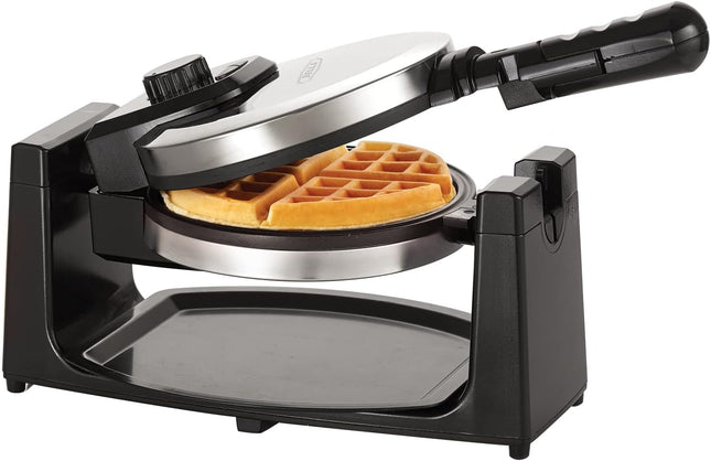 Classic Belgian Waffle Maker Rotating Design with Removable Drip Tray