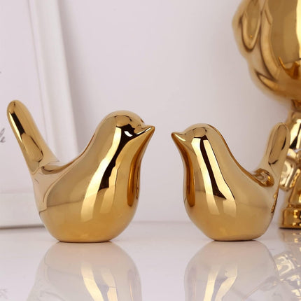 2PCS Gold Bird Decor Accents – Modern Animal Statues for Shelf & Table