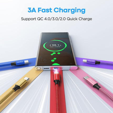 5 Pack USB C Charging Cable 2FT Fast Charger Cord for iPhone Samsung