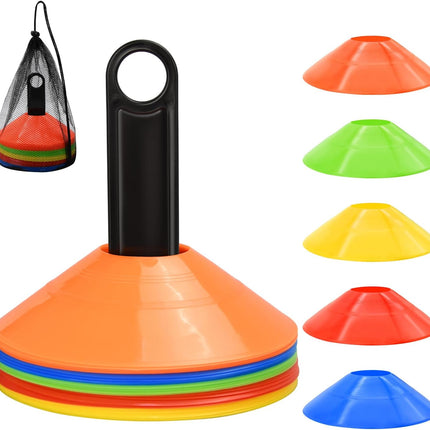 25 50 100PCS Agility Disc Cones Soccer Training Cones with Carry Bag 5 Colors