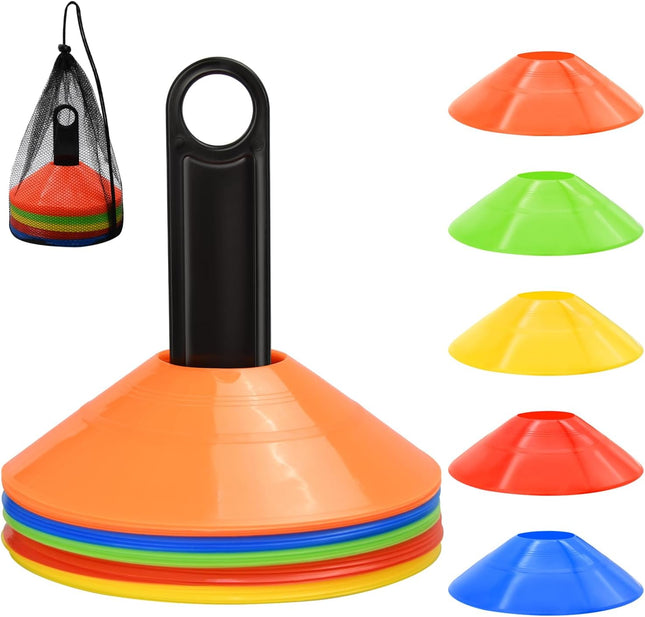 25 50 100PCS Agility Disc Cones Soccer Training Cones with Carry Bag 5 Colors