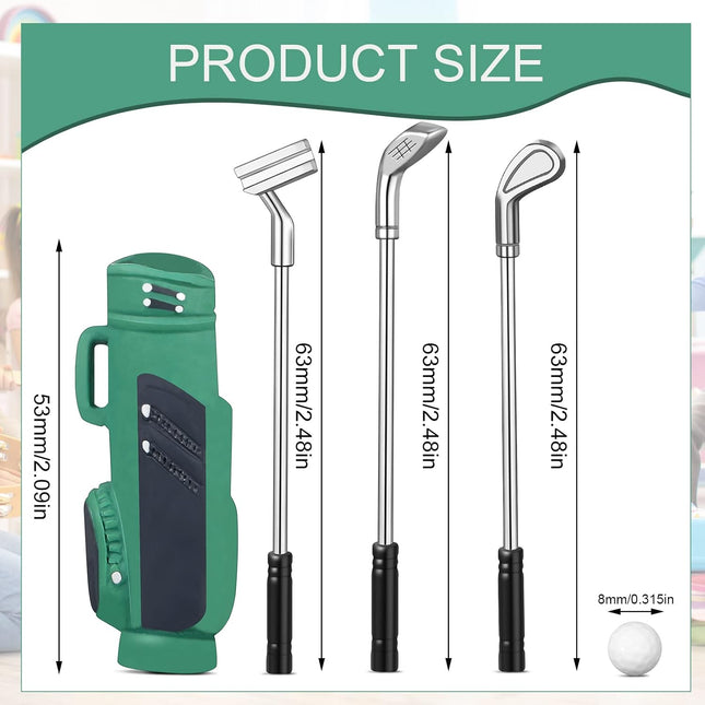 3 Set Miniature Golf Clubs 1:12 Scale Dollhouse Accessories, Bags, Balls, 3 Colours