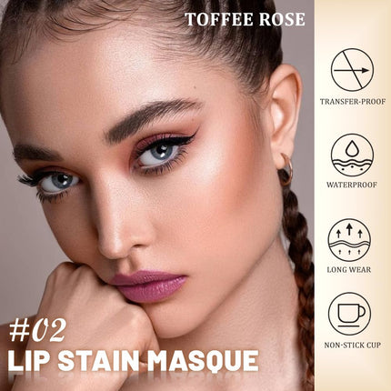 Rose Peel-Off Lip Stain – Matte, Waterproof, Long-Lasting 24H, Shade 02