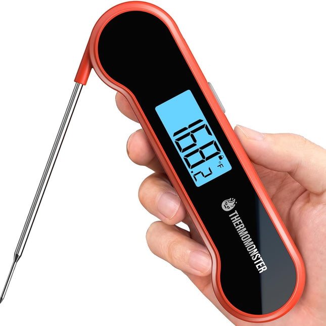 Instant Read Meat Thermometer – 0.5 Sec Digital, ±0.5℉ Precision, Red, for Grill & Cooking