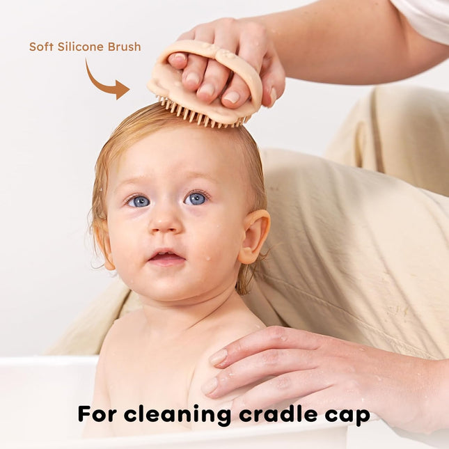 4-Piece Baby Brush & Comb Set – Wooden Soft Goat Hair Brushes for Newborns
