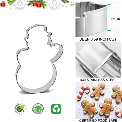 9PCS Christmas Cookie Cutters Set Stainless Steel Tree Gingerbread Snowflake