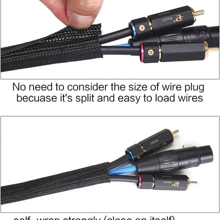 10ft 1/2" Cord Protector – Split Cable Sleeve for USB, Power, Audio & Video Cords