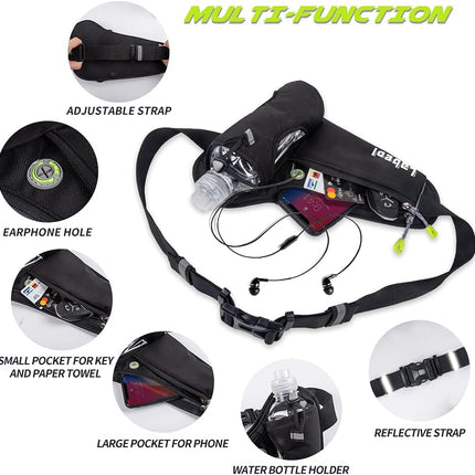 Waterproof Hydration Waist Pack with Bottle Holder, Adjustable Running Fanny Pack