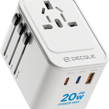 Portable Universal Travel Adapter – USB-C 20W PD & USB-A for Worldwide Use