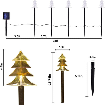 5 PCS Solar LED Christmas Lights Outdoor Pathway Decor for Lawn & Patio