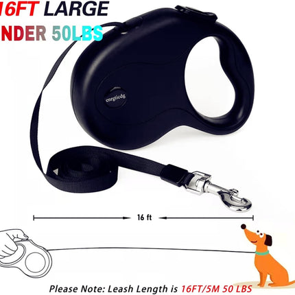 16ft Retractable Dog Leash – Lightweight, Tangle-Free, One-Hand Brake