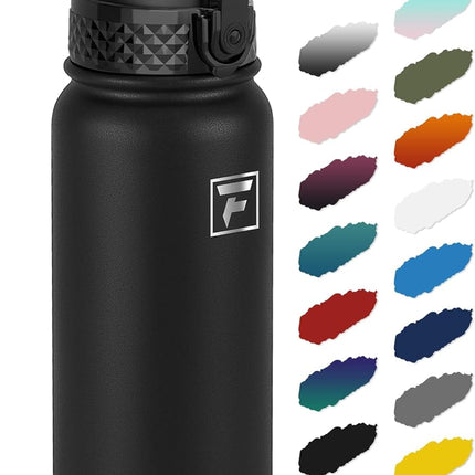 20oz Stainless Steel Insulated Water Bottle – Leakproof, Straw Lid, Black