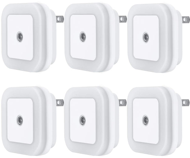 LED Night Light 6-Pack – Plug-in, Smart Dusk-to-Dawn Sensor, Daylight White