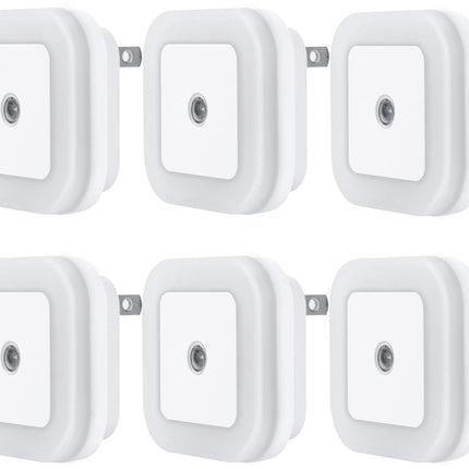 LED Night Light 6-Pack, Plug-In Dusk to Dawn Sensor, 0.5W Daylight White Lamp