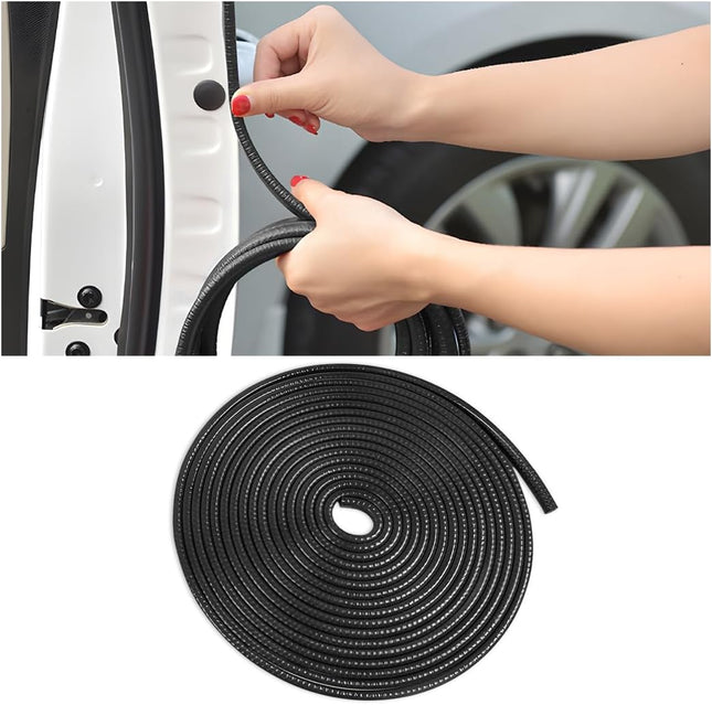 Car Door Edge Guards – 16Ft U-Shape Rubber Seal, Aluminum Weatherproof Trim (Black)