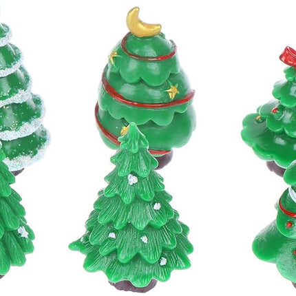 24 PCS Miniature Resin Christmas Figurines Tree Snowman Santa House Crafts