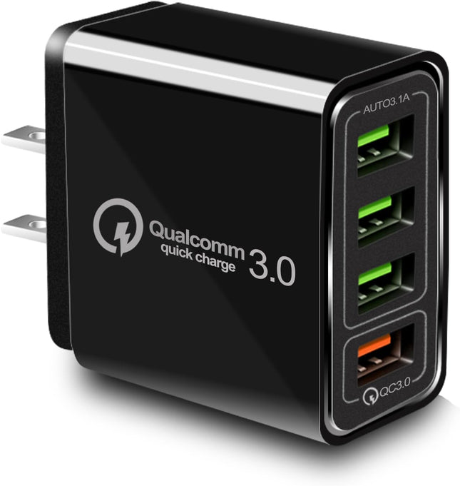 USB Wall Charger 40W 4-Port – LED Fast Charging Block for Phones & Devices