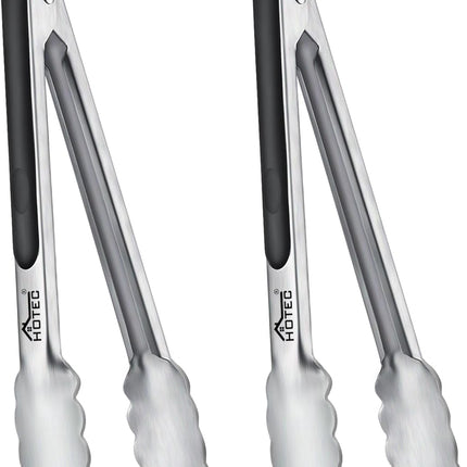 2 Pack 9 Inch Stainless Steel Food Tongs Locking Non Slip Grip BBQ Grill
