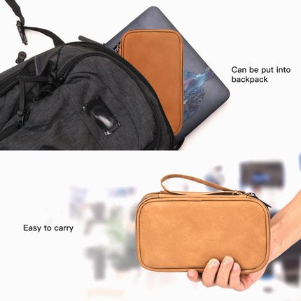 Water-Resistant Travel Cable Organizer Pouch – Electronic Accessories Carry Case (Brown)
