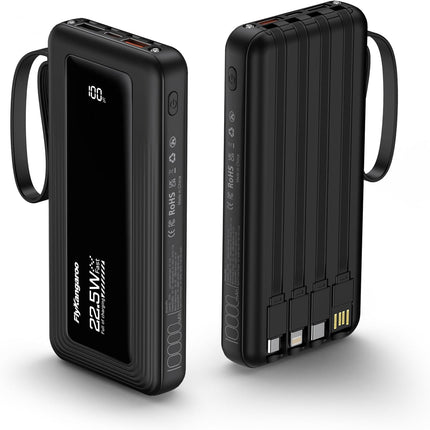 10000mAh USB C Portable Charger Battery Pack with LED Display and Cables