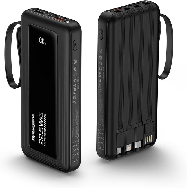 10000mAh USB C Portable Charger Battery Pack with LED Display and Cables