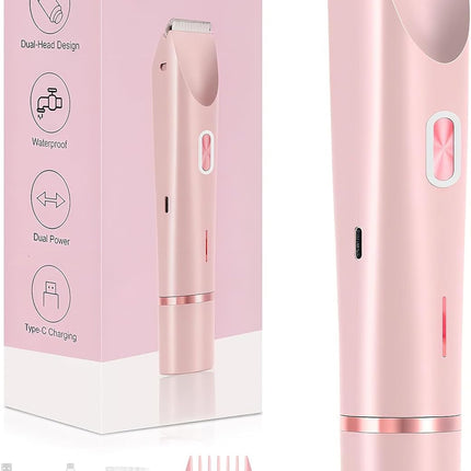 Waterproof 2-in-1 Bikini & Face Trimmer for Women – Ceramic Blades, Painless Shaver