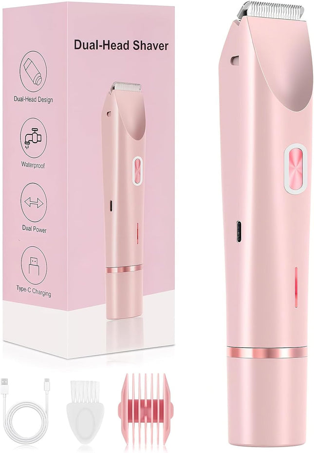 Waterproof 2-in-1 Bikini & Face Trimmer for Women – Ceramic Blades, Painless Shaver
