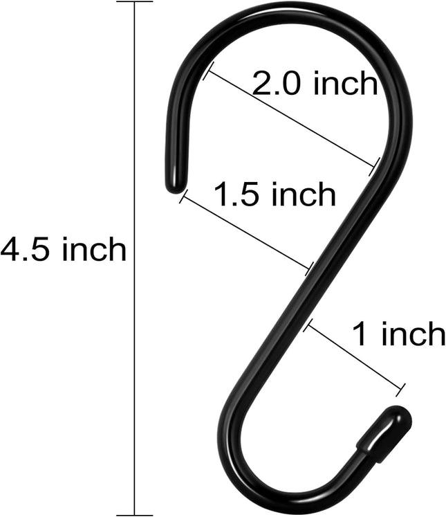 12-Pack 4.5" Vinyl Coated S Hooks – Heavy Duty for Closet, Kitchen & Garage