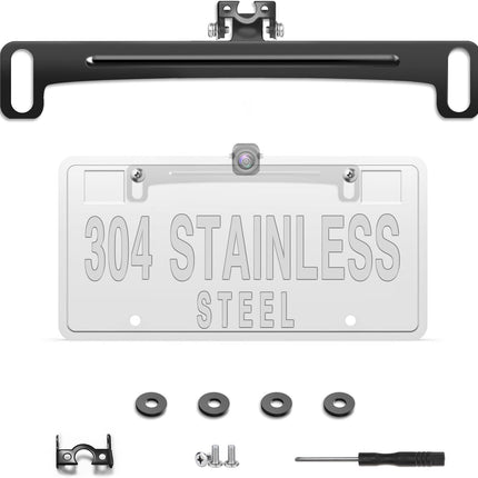 Universal Car Rear View Camera License Plate Bracket – Stainless Steel Backup Mount