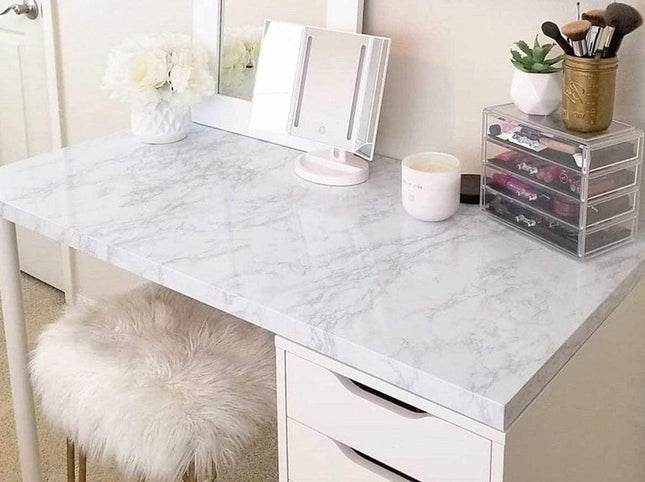 Peel-and-Stick Marble Contact Paper – Kitchen, Furniture, Wall, White/Grey