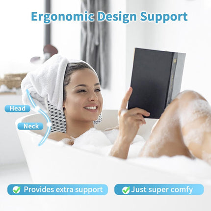 Luxury Bath Pillow for Tub, Waterproof Neck & Back Support, 2 Strong Suction Cups