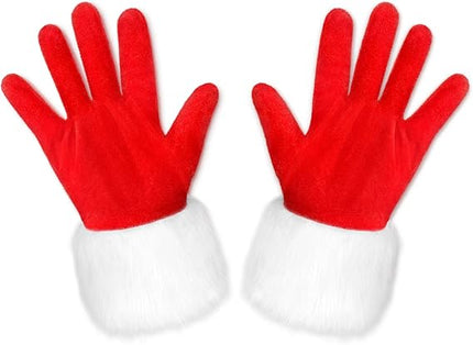 Christmas Santa Claus Furry Gloves – Festive Party Favors & Costume Accessories for Women