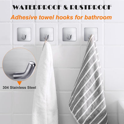 4-Pack Waterproof Towel Hooks – Heavy Duty Stick-On Hooks for Bathroom & Kitchen