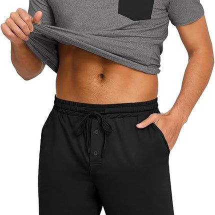 Men’s Summer Pajama Set Short Sleeve Shirt & Shorts Lightweight Sleepwear