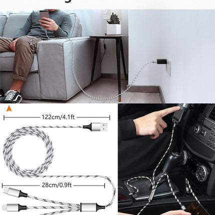 3-Pack 5ft Multi Charging Cable – 3-in-1 USB Type-C & Micro USB Nylon Braided