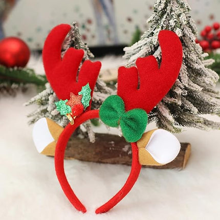 2PCS Christmas Reindeer Antler Headbands – Plush Costume Hairbands