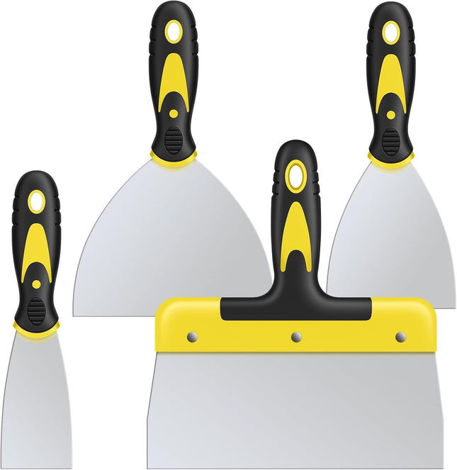 4PCS Scraper Tool Set – Putty Knives with Comfortable Grip for Walls & Plaster