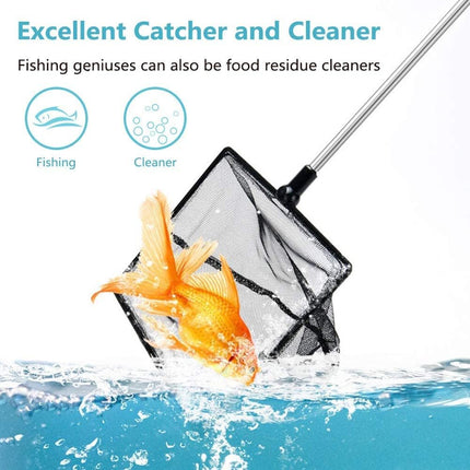 Aquarium Fish Net with Extendable 9-24in Stainless Steel Handle, Fine Mesh