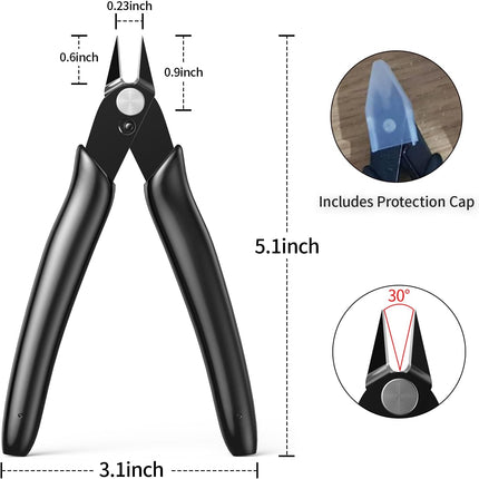 2-Pack Side Cutting Pliers – Small Wire Cutter for Jewelry, 3D Print, Plastic Models