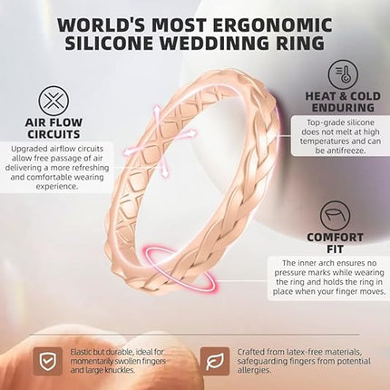 Women’s Silicone Wedding Bands – Thin, Stackable, Multipack, Breathable