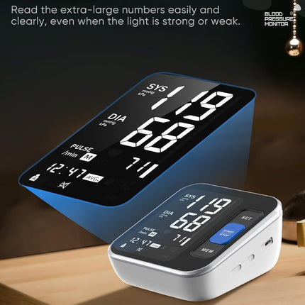 Upper Arm Blood Pressure Monitor, Large Display, 2 Users, 240 Memory, HR