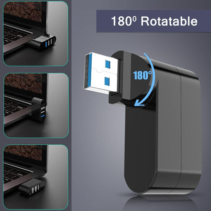 4 Port USB 3.0 Hub Rotatable USB Splitter with USB C PD Power Port
