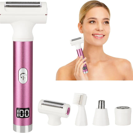 4-in-1 Women’s Electric Razor – LED Display, Wet & Dry, Painless, Cordless